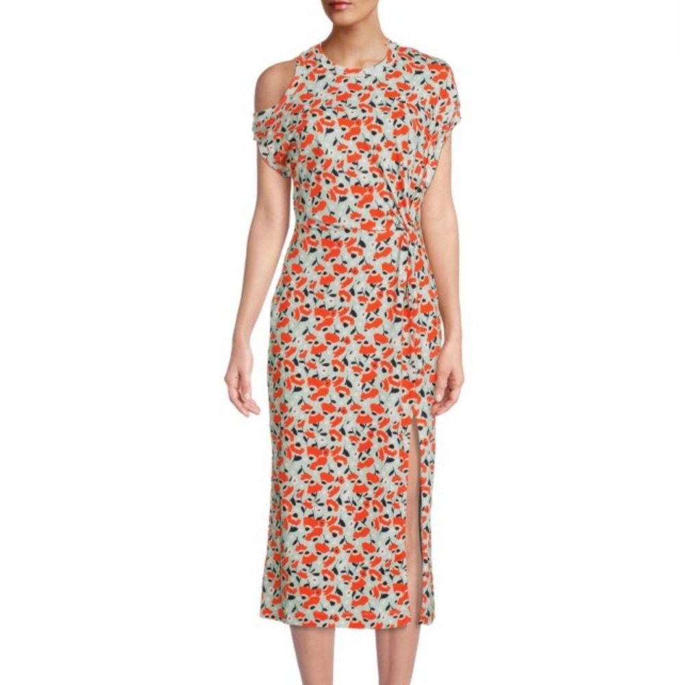TANYA TAYLOR Women’s Luella Floral Cutout Midi Dress‎ Boho Cottagecore Coquette